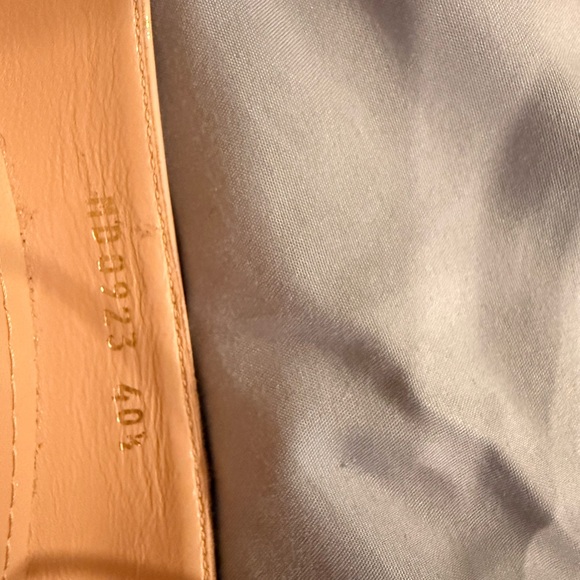 Dior Beige Patent Leather Ankle-Strap Pumps with Gold Medallion - Picture 6 of 7